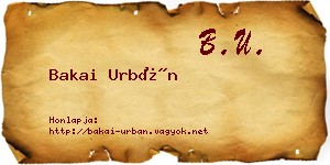 Bakai Urbán névjegykártya